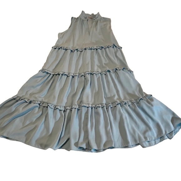 Amanda Uprichard x Revolve Ice Blue Wilma Midi Dress Tiered Ruffles Relaxed XL - Picture 15 of 16